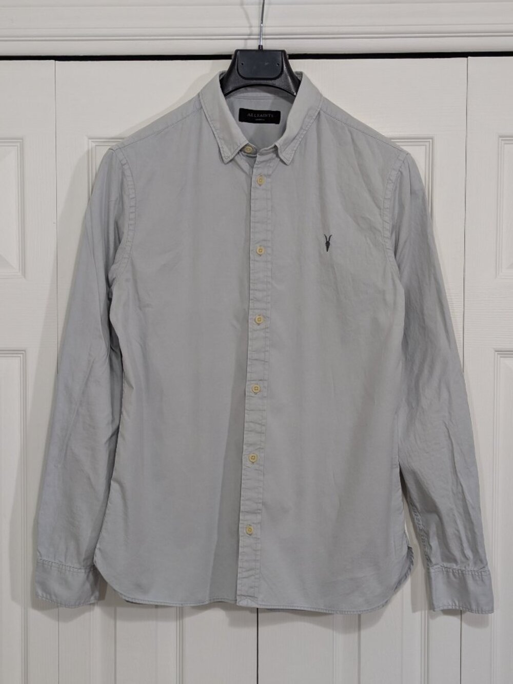 All Saints Redondo Light Grey Button Up Shirt